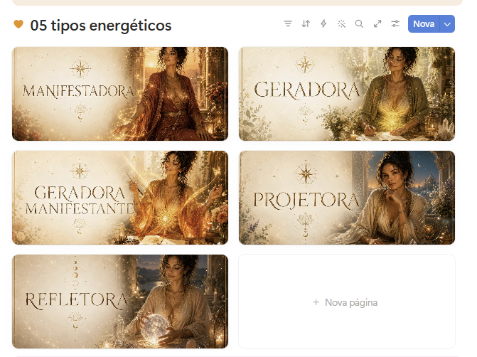 Galeria dos cinco tipos energéticos dentro do Manual